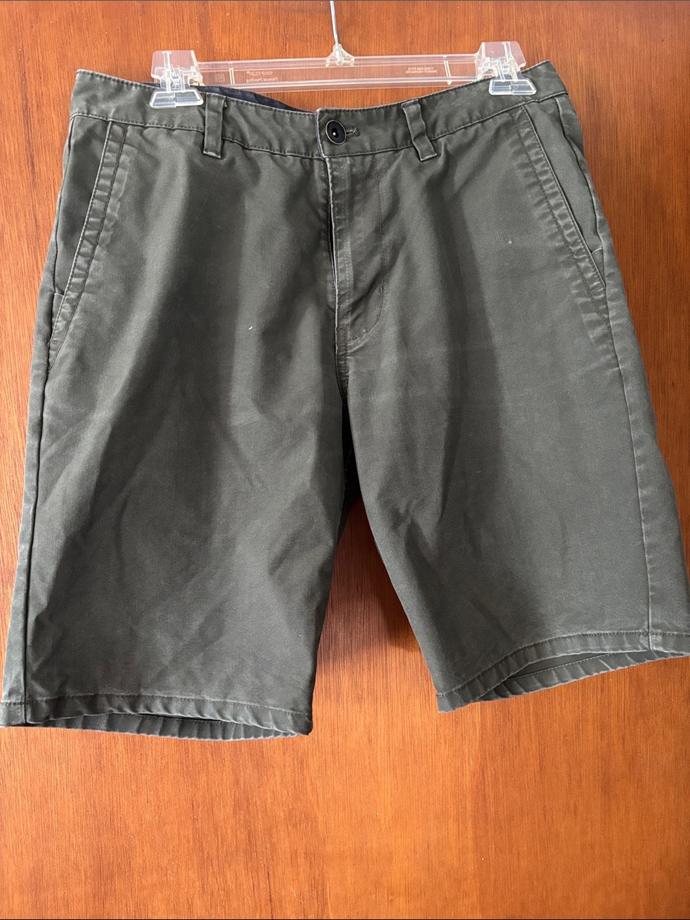Empyre Olive Green Flat-Front Chino Shorts
